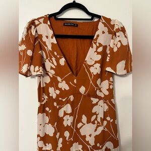 Abercrombie & Fitch Rust and Cream Floral Strapless Dress
